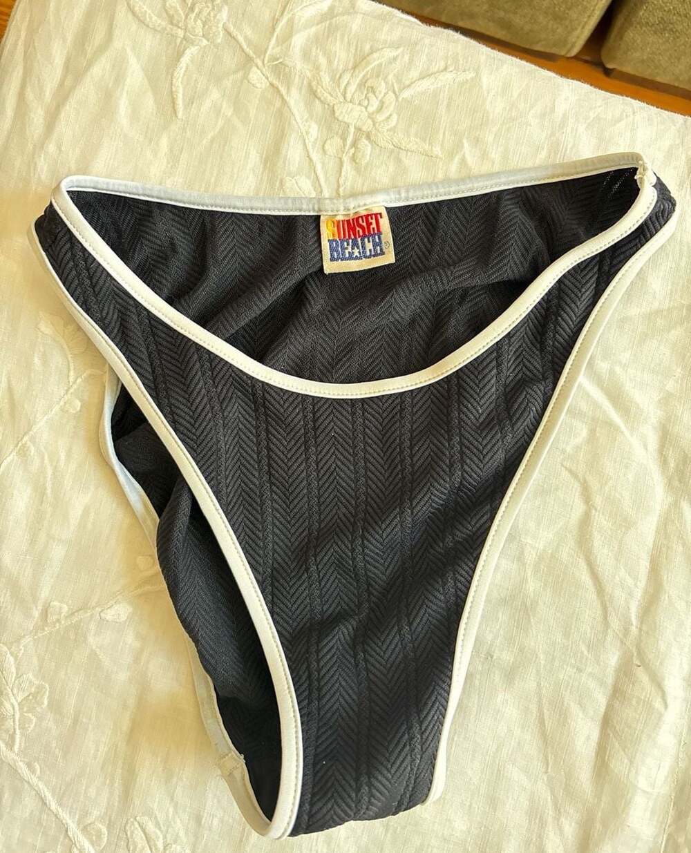Sunset Beach Vintage High Cut Textured Bikini Bottoms